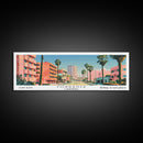 Torrance California Panoramic Wall Art, Mid Century Modern Framed Canvas Print, Retro Pop Art Travel Poster, Living Room and Office Decor