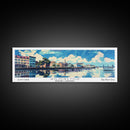 Wilmington North Carolina Panoramic Wall Art, Mid Century Modern Framed Canvas Print, Retro Pop Art Travel Poster, City Art, Home Decoration