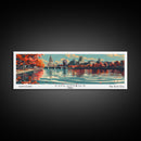 Columbus Ohio Panoramic Painting, Framed Canvas Print, Mid Century Modern Wall Art, Retro Pop Art Travel Poster, Living Room Decor, City Art