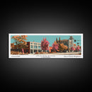 Modesto California Panoramic Wall Art, Mid Century Modern Framed Canvas Print, Retro Pop Art Travel Poster, Office Decor, Living Room Art