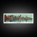 Sacramento California Panoramic Painting, Mid Century Modern Framed Canvas Print, Retro Pop Art Travel Poster, Cityscape, Home Decor, Office Wall Art