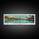 San Antonio Texas Panoramic Painting, Mid Century Modern Framed Canvas Print, Retro Pop Art Travel Poster, Cityscape, Home Decor, Office Wall Art