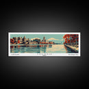 Toledo Ohio Panoramic Wall Art, Mid Century Modern Framed Canvas Print, Retro Pop Art Cityscape, Travel Poster, Living Room Decor