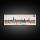 Amsterdam Netherlands Travel Art, City Art, Framed Canvas Print or Metal Wall Art, Europe Travel Poster, Panoramic Wall Art, Extra Wide Wall Art