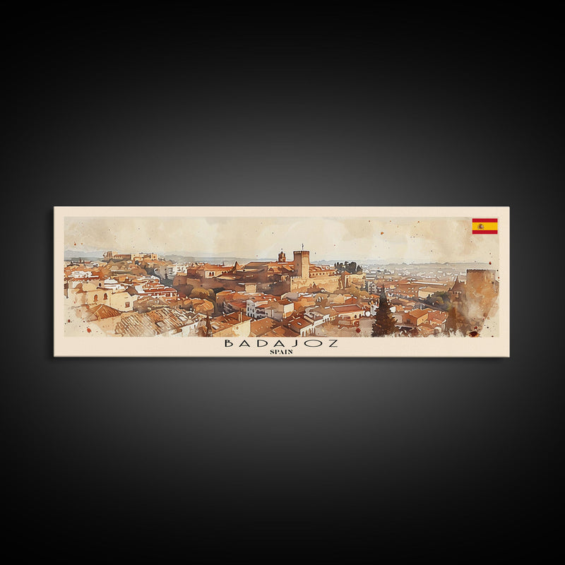 Badajoz Spain Wall Art, Panoramic Travel Poster, Panoramic Framed Canvas Print, City Wall Art, Wall Hanging Home Decor, Travel Art