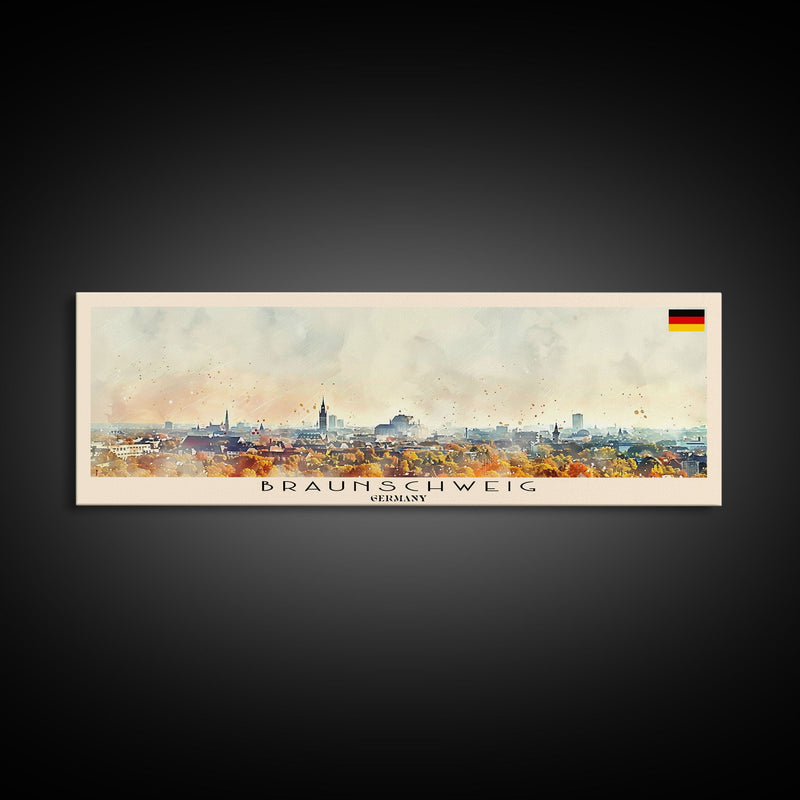 Braunschweig Germany Travel Art, City Art, Framed Canvas Print or Metal Wall Art, Europe Travel Poster, Panoramic Wall Art, Extra Wide Wall Art