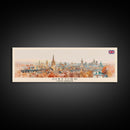 Oxford United Kingdom Panoramic Travel Poster, Framed Canvas Print or Metal Wall Art, Travel Art, Home Decor, Panoramic Painting, Midcentury Art