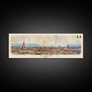 Turin Italy Panoramic Travel Poster, Framed Canvas Print or Metal Wall Art, Travel Art, Home Decor, Panoramic Painting, Midcentury Art