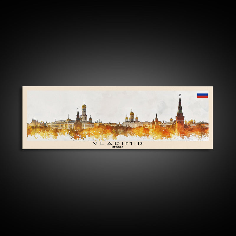 Vladimir Russia Wall Art, Panoramic Travel Poster, Panoramic Framed Canvas Print, City Wall Art, Wall Hanging Home Decor, Travel Art