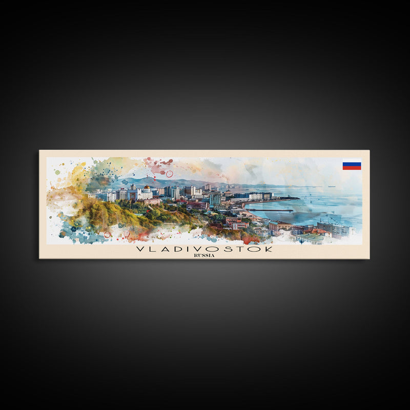 Vladivostok Russia Travel Print Wall Art, Panoramic City Art, Travel Art, Wall Decor, Vacation Gift, Framed Canvas Print Or Metal Art