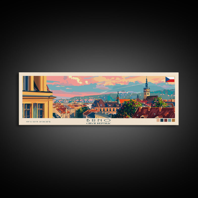 Brno CzechRepublic art Travel Print Wall Art, Panoramic City Art, Travel Art, Wall Decor, Vacation Gift, Framed Canvas Print Or Metal Art