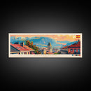 Pamplona Spain Panoramic Travel Poster, Framed Canvas Print or Metal Wall Art, Travel Art, Home Decor, Panoramic Painting, Midcentury Art