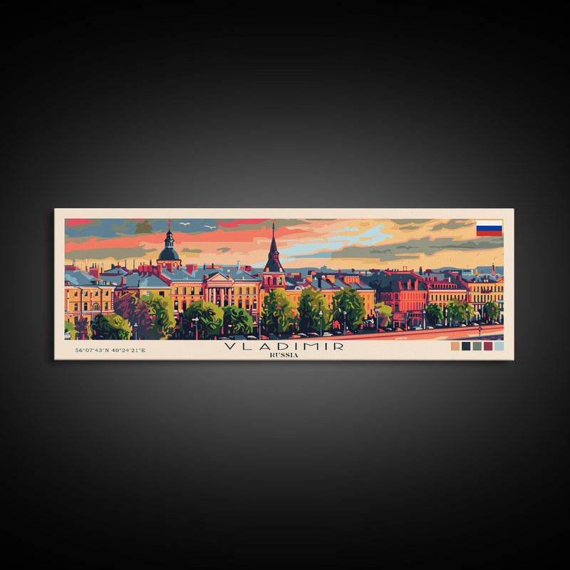 Vladimir Russia Wall Art, Panoramic Travel Poster, Panoramic Framed Canvas Print, City Wall Art, Wall Hanging Home Decor, Travel Art