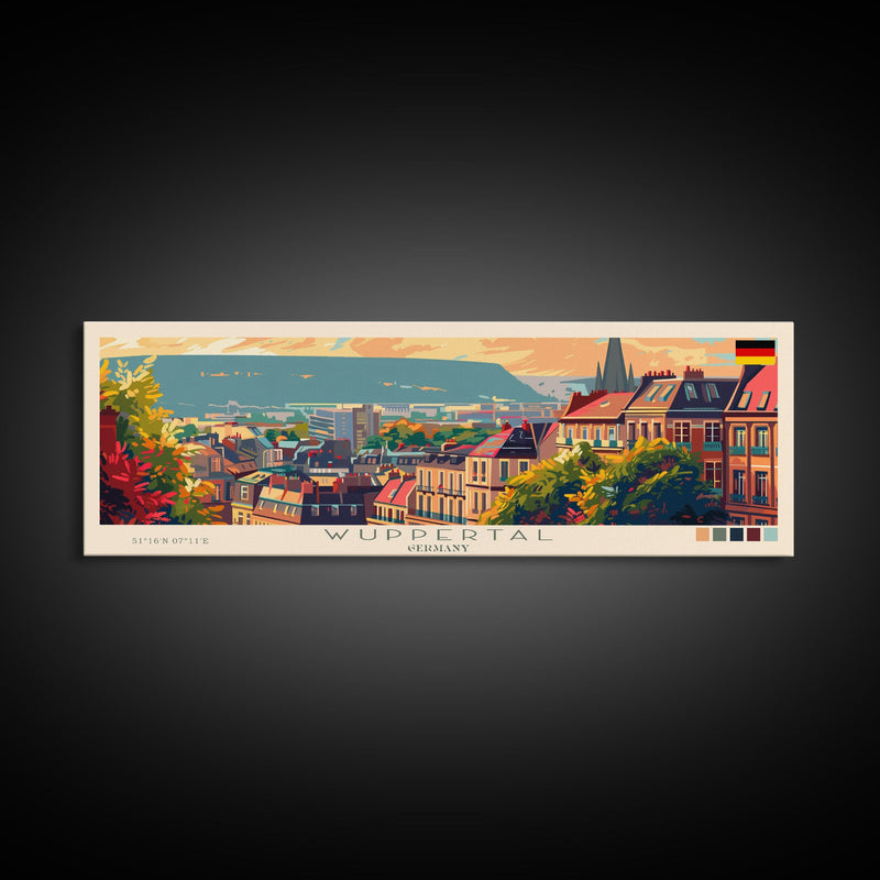 Wuppertal Germany Travel Art, City Art, Framed Canvas Print or Metal Wall Art, Europe Travel Poster, Panoramic Wall Art, Extra Wide Wall Art