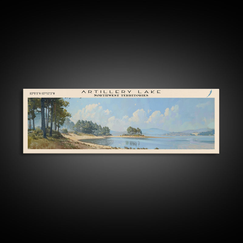 Artillery Lake Panoramic Framed Canvas Print, Lake House Art, Modern Decor, Travel Poster, Scenic View, Home Decoration