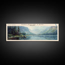 Avalanche Lake Montana Panoramic Framed Canvas Print, Lake House Art, Boho Decor, Travel Poster, Nature Wall Art, Serene Scene