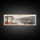 Broken Bow Lake Oklahoma Framed Canvas Print, Panoramic Lake House Art, Wall Art, Travel Poster, Modern Lake Painting, Nature Art