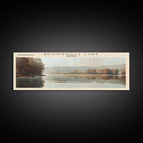 Brookville Lake Indiana Framed Canvas Print, Lake House Decor, Panoramic Wall Art, Travel Poster, Rustic Lake Painting, Nature Art