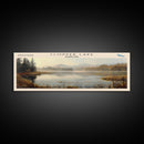 Cobbosseecontee Lake Maine Framed Canvas Print, Panoramic Lake House Decor, Wide Wall Art, Travel Poster, Rustic Lake Painting, Nature Art