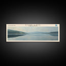 Dore Lake Framed Canvas Print, Lake House Decor, Panoramic Wall Art, Travel Poster, Rustic Lake Painting, Home Decor