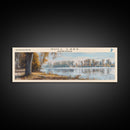 Gull Lake Minneapolis Framed Canvas Print, Lake House Art, Panoramic Wall Art, Travel Poster, Serene Lake Painting, Home Decor