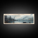 Iliamna Lake Framed Canvas Print, Panoramic Lake House Decor, Wall Art, Travel Poster, Serene Lake Painting, Nature Art
