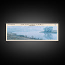 Keystone Lake Oklahoma Framed Canvas Print, Panoramic Lake House Decor, Wall Art, Travel Poster, Serene Lake Painting, Nature Art
