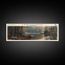 Lake Attitash Massachusetts Framed Canvas Print, Lake House Art, Panoramic Wall Art, Travel Poster, Scenic Lake Painting, Nature Art