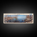 Lake Ontario Framed Canvas Print, Lake House Decor, Panoramic Wall Art, Travel Poster, Serene Landscape Painting, Rustic Art