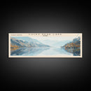Lucky Peak Lake Idaho Framed Canvas Print, Lake House Decor, Panoramic Wall Art, Travel Poster, Landscape Painting, Modern Art