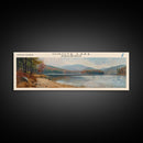 Onota Lake Massachusetts Framed Canvas Print, Lake House Decor, Panoramic Wall Art, Travel Poster, Landscape Painting, Modern Art