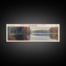 Pawtuckaway Lake New Hampshire Framed Canvas Print, Lake House Decor, Panoramic Wall Art, Travel Poster, Beautiful Landscape Painting, Living Room Decor