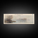 Rend Lake Illinois Framed Canvas Print, Lake House Decor, Panoramic Wall Art, Travel Poster, Beautiful Landscape Painting, Contemporary Art