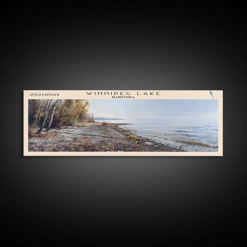 Winnipeg Lake Michigan Panoramic Wall Art, Framed Canvas Print, Lake House Decor, Travel Poster, Scenic Lake Scene, Bedroom Decor