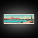 Alamo Lake Arizona Framed Canvas Print, Panoramic Travel Poster, Midcentury Modern Wall Art, Pop Art, Scenic Bedroom Art