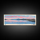 Alturas Lake Idaho Framed Canvas Print, Panoramic Wall Art, Midcentury Modern, Pop Art, Travel Poster, Lake House Decor