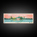 Banning Lake Indiana Framed Canvas Print, Panoramic Travel Poster, Midcentury Modern Wall Art, Pop Art, Bedroom Decor
