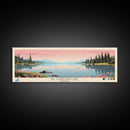 Big Chapman Lake Indiana Framed Canvas Print, Panoramic Travel Poster, Midcentury Modern Wall Art, Pop Art, Nature Lake House Art, Bedroom Decor