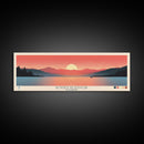 Boysen Reservoir Wyoming Framed Canvas Print, Panoramic Travel Poster, Midcentury Modern Wall Art, Pop Art, Nature Bedroom Decor, Scenic Lake House Art