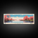 Branched Oak Lake Nebraska Framed Canvas Print, Pop Art Panoramic Travel Poster, Bedroom Decor, Midcentury Modern, Wall Art, Scenic Lake House