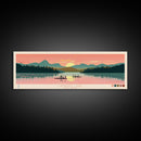 Canadice Lake New York Framed Canvas Print, Pop Art Panoramic Travel Poster, Midcentury Modern, Wall Art, Scenic Nature Painting, Bedroom Decor