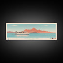 Canyon Ferry Lake Montana Framed Canvas Print, Pop Art Panoramic Travel Poster, Bedroom Decor, Midcentury Modern, Wall Art, Scenic Lake House, Nature Art