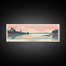 Columbus Lake Mississippi Framed Canvas Print, Midcentury Modern Panoramic Wall Art, Living Room Decor, Pop Art, Travel Poster Art, Scenic Nature Painting
