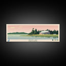 Crean Lake Saskatchewan Framed Canvas Print, Midcentury Modern Panoramic Wall Art, Living Room Decor, Pop Art, Travel Poster Art, Scenic Nature Painting, Lake House Decor