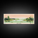 Davy Lake Saskatchewan Framed Canvas Print, Midcentury Modern Panoramic Wall Art, Living Room Decor, Pop Art, Travel Poster Art, Scenic Nature Painting