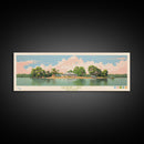 DeGray Lake Arkansas Framed Canvas Print, Midcentury Modern Panoramic Wall Art, Bedroom Decor, Pop Art, Travel Poster Art, Scenic Nature Painting