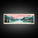 Diablo Lake Washington Framed Canvas Print, Midcentury Modern Panoramic Wall Art, Bedroom Decor, Pop Art, Travel Poster Art, Scenic Nature Painting