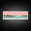 Eufaula Lake Oklahoma Framed Canvas Print, Panoramic Art, Midcentury Modern, Pop Art, Living Room Wall Art, Travel Poster, Nature Art