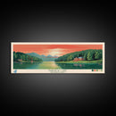 Fairview Lake Pennsylvania Framed Canvas Print, Panoramic Art, Midcentury Modern, Pop Art, Living Room Decor, Travel Poster, Wall Art, Nature Art