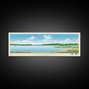 Hoopes Reservoir Delaware Framed Canvas Print, Panoramic Wall Art, Midcentury Modern, Pop Art, Lake House Art, Travel Poster, Bedroom Decor